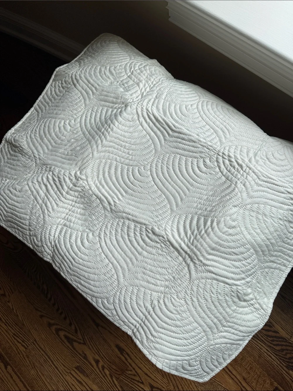 Pair of Cynthia Rowley Ivory Quilted Standard Shams - Asian Fan Stitch - New